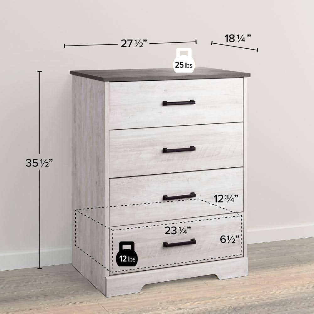 Rustic Gray and White 4-Drawer Farmhouse Chest