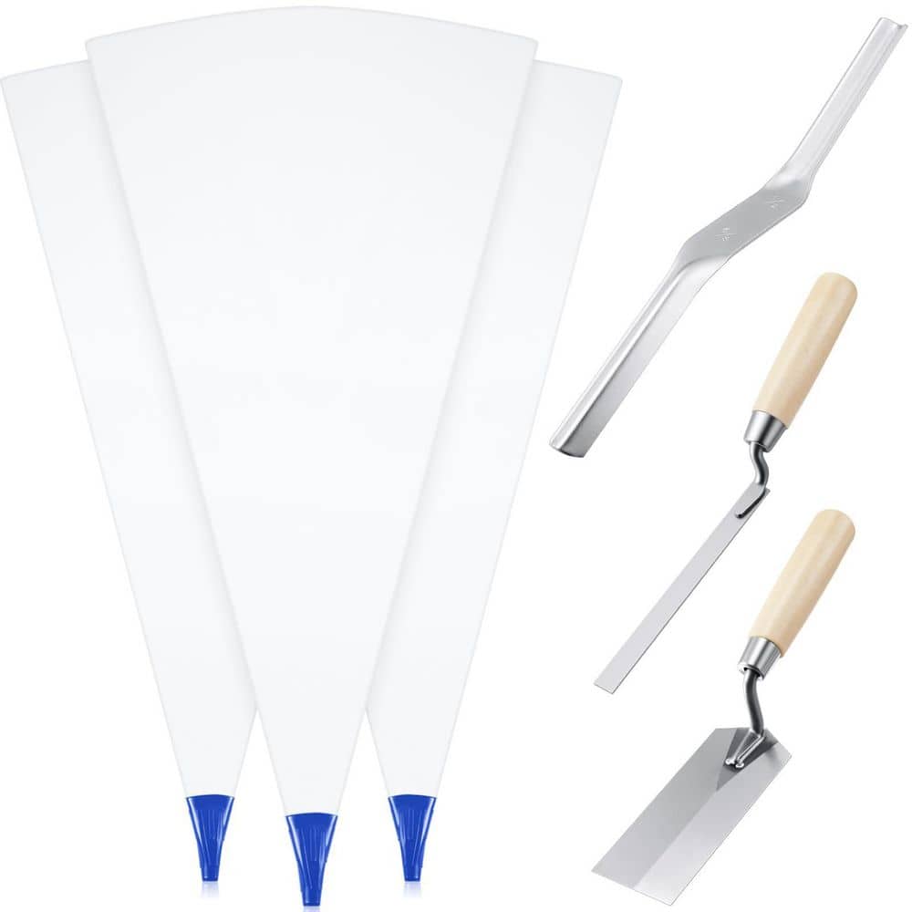 Masonry Trowel Set with Wooden Handle, 6-Pack Grout Installation Kit, 13 in. x 24 in. Blue Tip Grout Bags for Mortar price history on PriceWatchPro