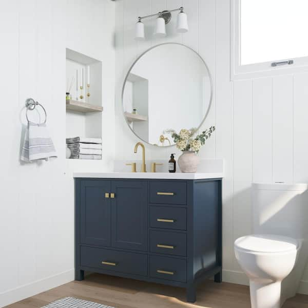 ARIEL Cambridge 42 in. W x 21.5 in. D Vanity Cabinet Only in Midnight ...