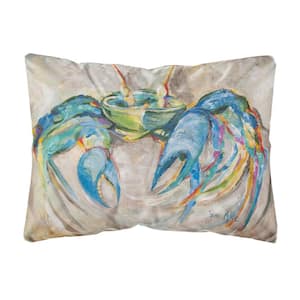 12 in. x 16 in. Multi-Color Lumbar Outdoor Throw Pillow Blue Crab