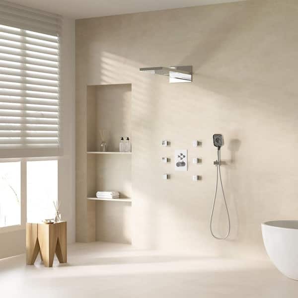 3-spray 22 in. Wall Mount Dual Shower Head and Handheld Shower Head and Body Sprayer 2.5 GPM in Chrome