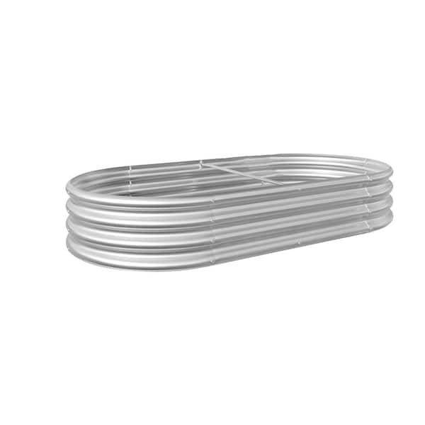 COOLSHARK 71 in. L x 35 in. W x 11 in. H Deep Raised Garden Bed, Large Oval Planter Anti-Rust Outdoor Planter for Plant, Silver