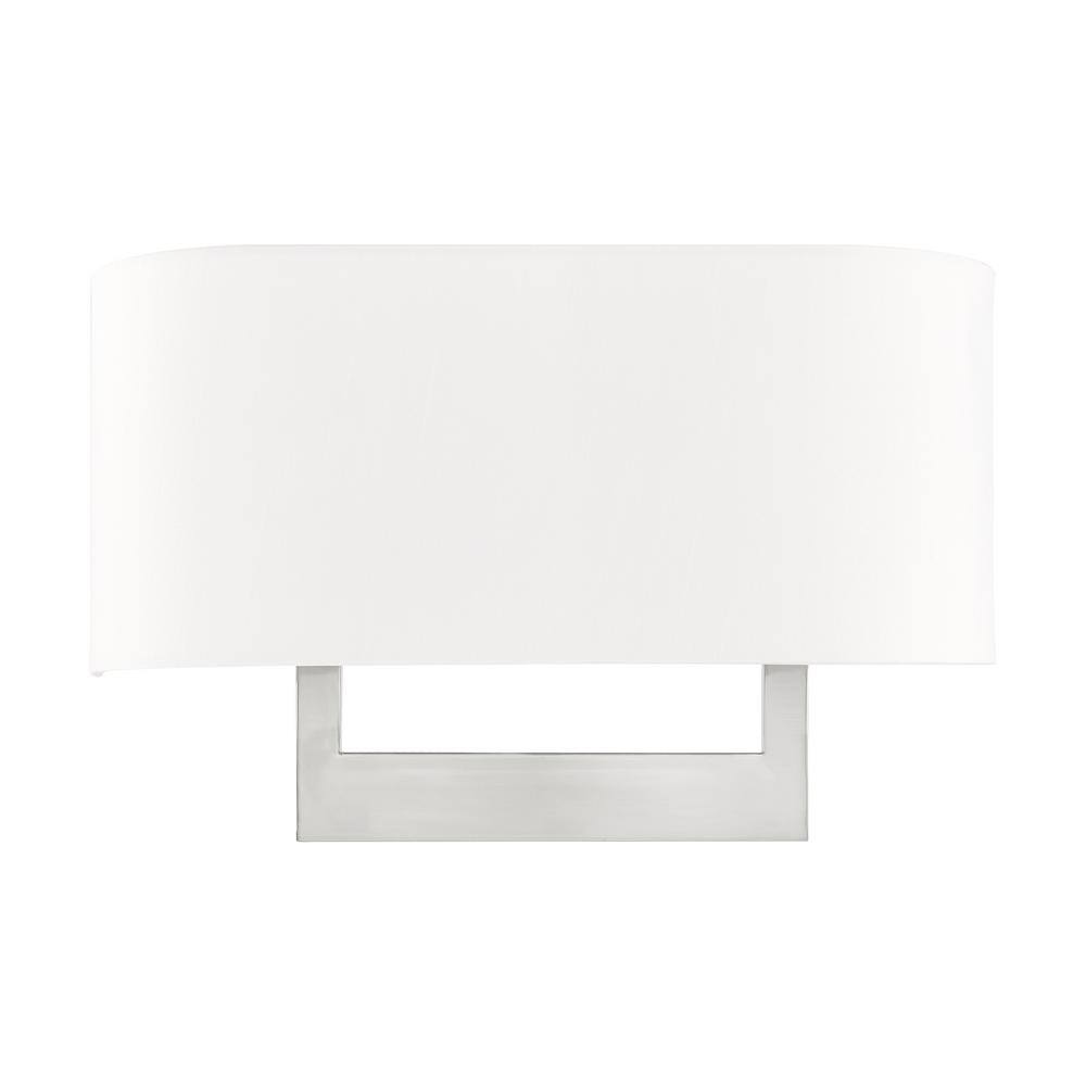 Brushed Nickel 3-Light ADA Compliant Wall Sconce with Fabric Shade