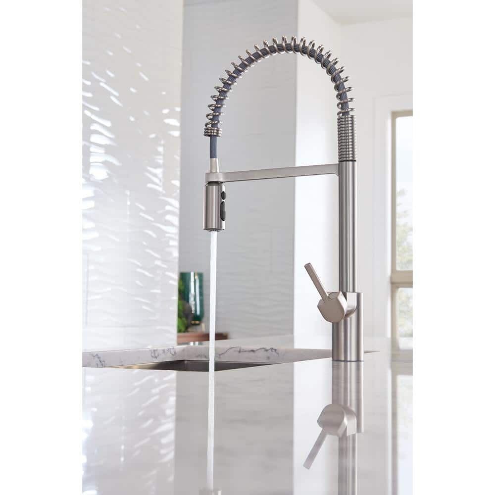 Stainless Steel Modern Pull-Down Kitchen Faucet with Spring Spout