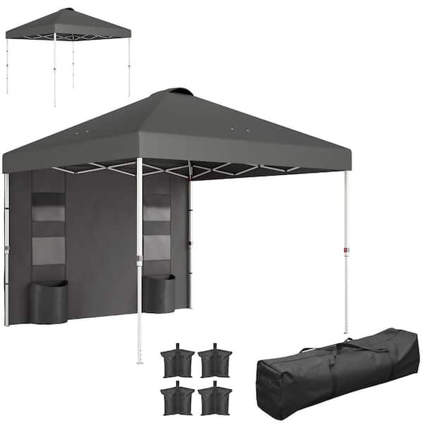 10 ft. x 10 ft. party tent w/ Sidewall with Height Adjustable Instant Sun Shelter w/ Storage Pockets, Dark Gray