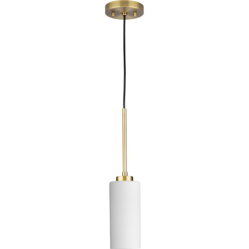 Vintage Brass and Etched Glass Cylinder Pendant Light