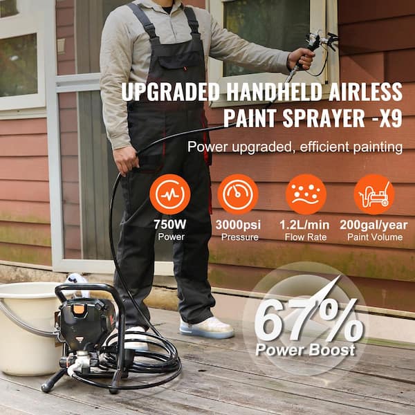Stand Airless Paint Sprayer, 3000PSI 750W Electric Sprayer for Home Interior and Exterior, Furniture, Fences, Handheld