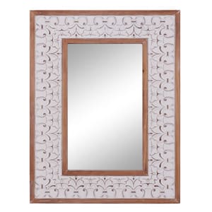 36 in. x 28 in. White Wood Farmhouse Rectangle Wall Mirror