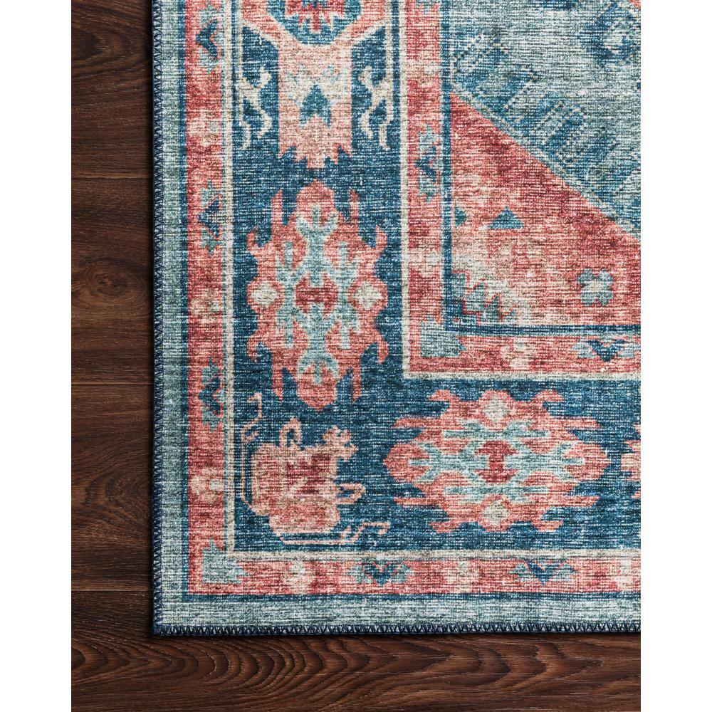 Reversible Turquoise & Terracotta Oriental Round Rug - 6' Wool Blend