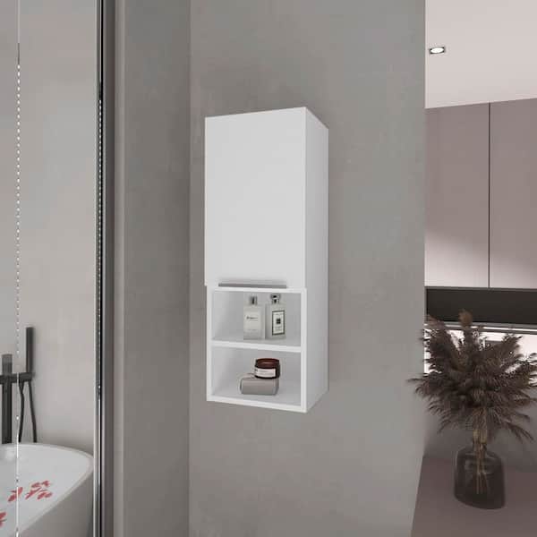 11.8 in. W x 32 in. H Rectangular White MDF Surface Mount Medicine Cabinet without Mirror, with 4 Shelves