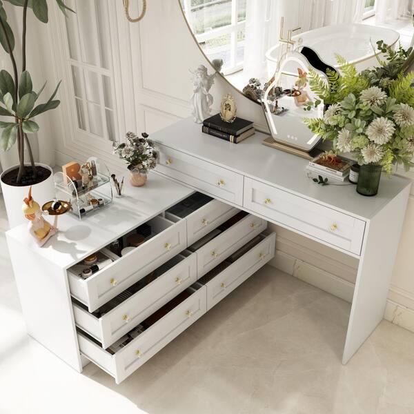 Reviews for FUFU&GAGA White 8-Drawer 47.8 in W Retractable