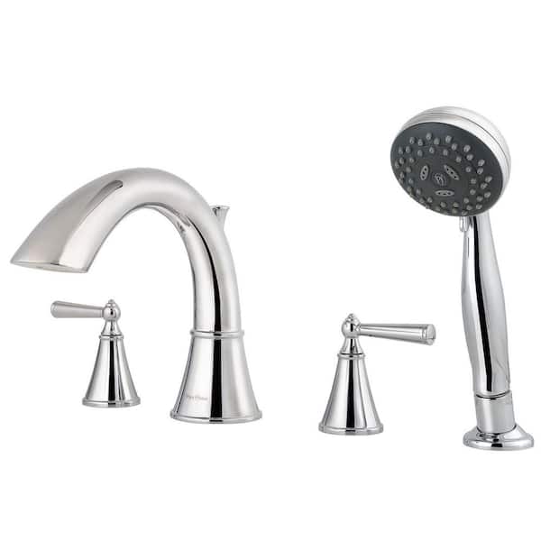 Pfister Saxton 2-Handle Deck Mount Roman Tub Faucet Trim with Handshower Polished Chrome