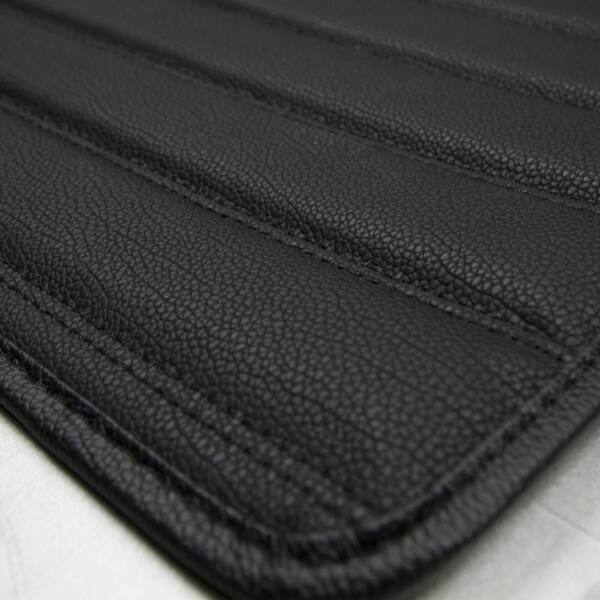 FH Group Black 4-Piece Luxury Universal Liners Heavy Duty Anti-Slip Backing Faux Leather Striped Car Floor Mats