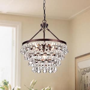 Clarus 5-Light Antique Copper 4-Tier Glam Chandelier with Clear Glass Hanging Crystals