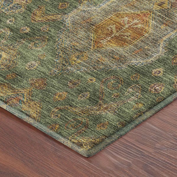 Mayfield Premium Machine Washable Abstract AMF2306 Fern 10 ft. x 14 ft. Area Rug