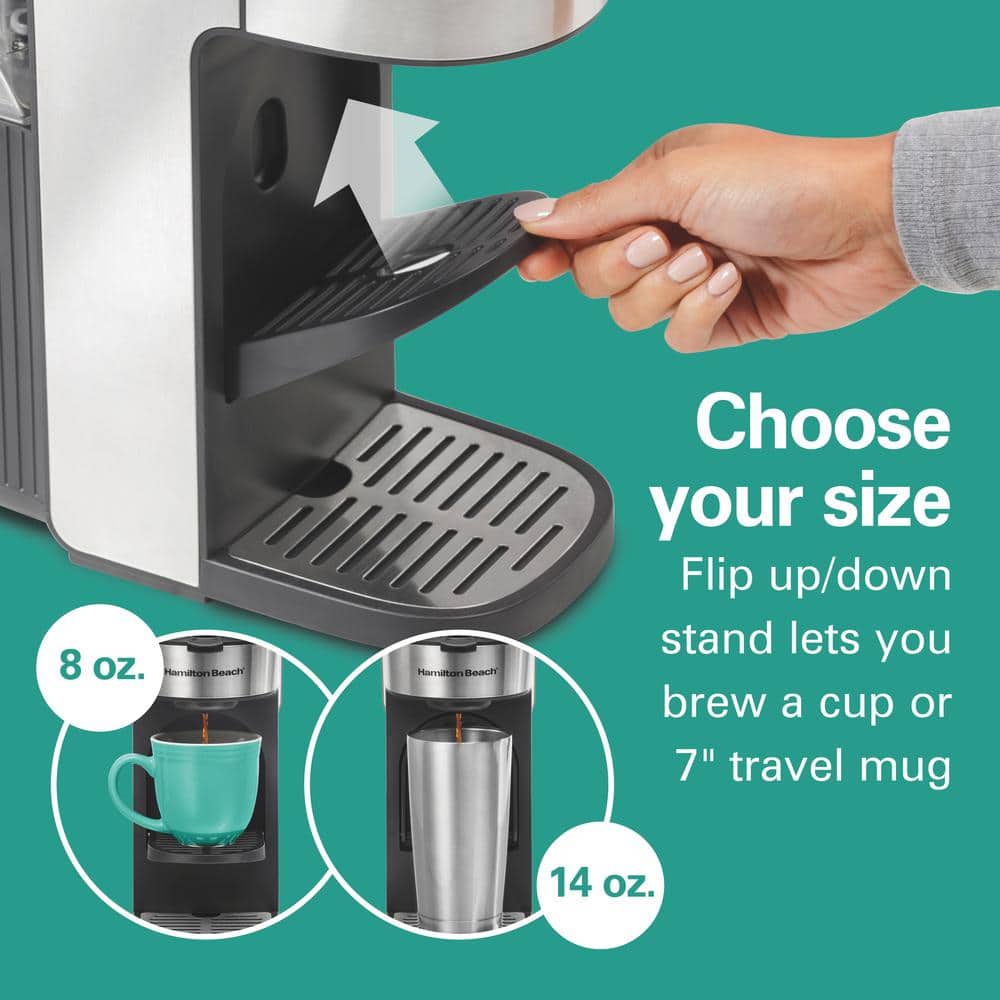 Stainless Steel Single-Serve Coffee Maker with Removable Reservoir
