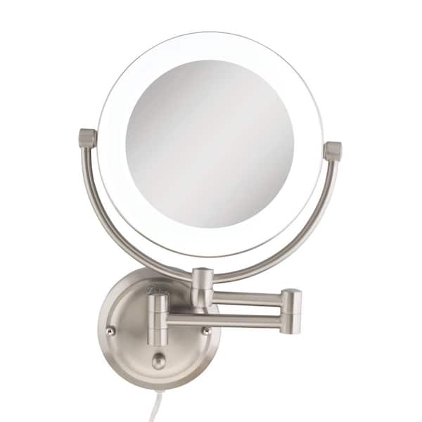 Zadro 12 In X 17 13 Surround Fluorescent Wall Mount Bi View 10x 1x Hardwired Vanity Beauty Makeup Mirror Satin Nickel Slwr410hw The Home Depot Zadro 12 In X 17 13 Surround, Best Hardwired Lighted Makeup Mirror 10x