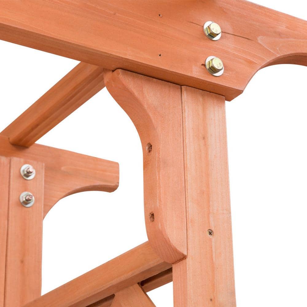 Tall Orange Fir Wood Garden Arbor with Lattice Panels