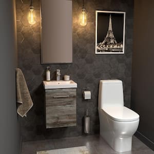 Langsett Wall Hung 17-1/2 in. W x 13-1/2 in. D Vanity in Driftwood Gray with Porcelain Vanity Top With White Basin