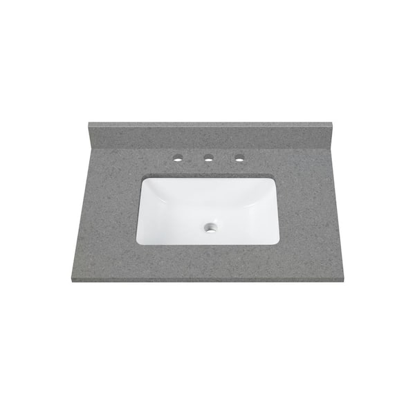 Avanity 31 in. W x 22 in. D Quartz White Rectangular Single Sink Bathroom Vanity Top in Contrail Matte
