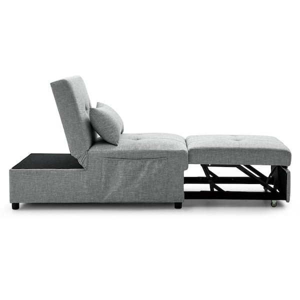 Lucky One Convertible 72 X 26 In Gray Polyester Upholstery Twin Size Sofa Bed Ottoman Lu Cy 40381 Gray Polyester Upholstery Twin Size, Twin Wales Convertible Sofa Bed