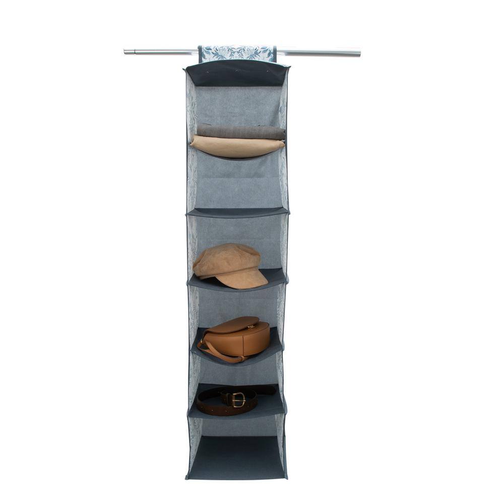 Laura Ashley Blue 6-Shelf Hanging Closet Organizer