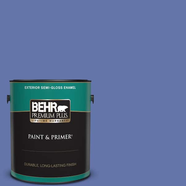 BEHR PREMIUM PLUS 1 gal. #600B-6 Sudden Sapphire Semi-Gloss Enamel Exterior Paint & Primer