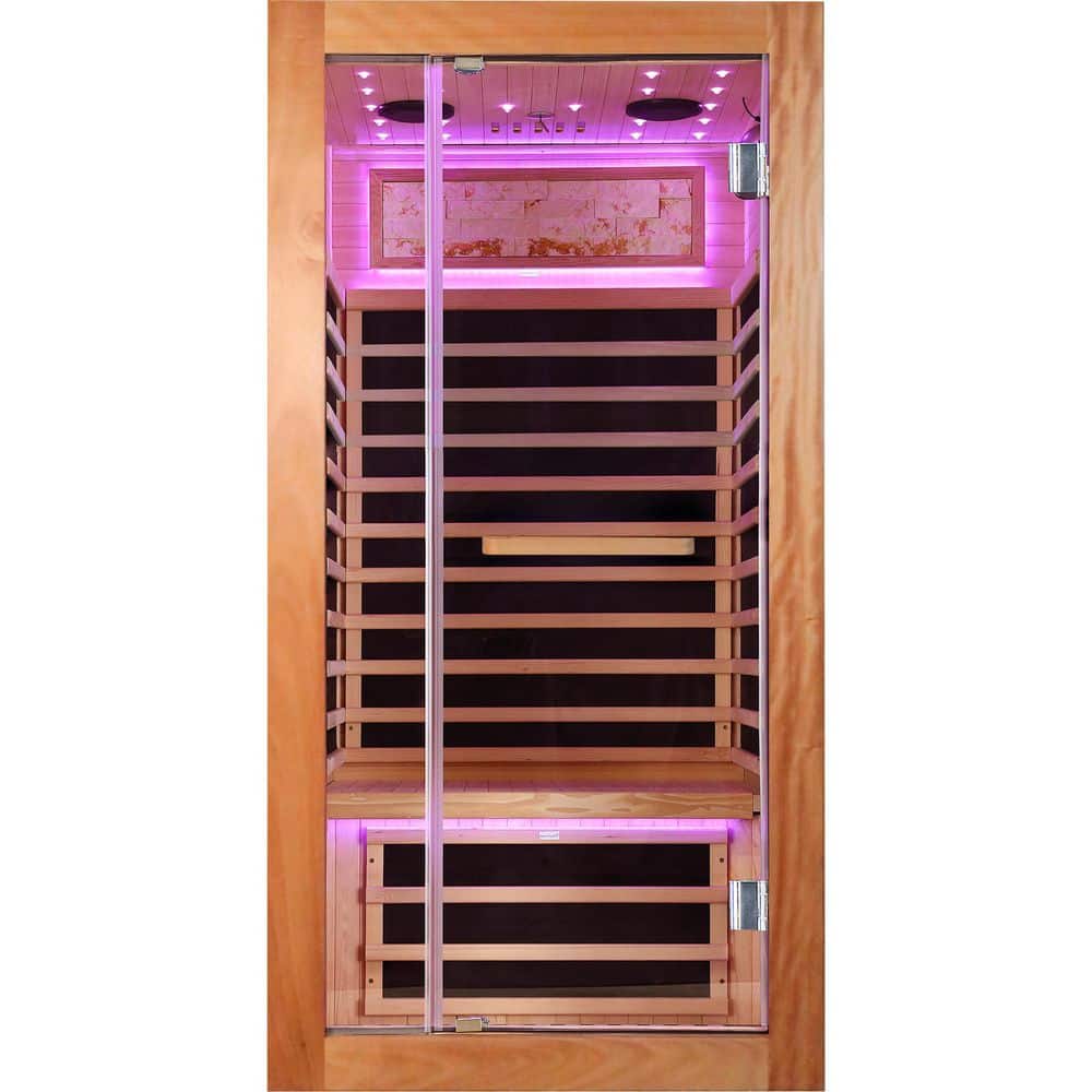 Spygo Moray 1-Person Indoor Okoume Wood Far-Infrared Sauna with 7