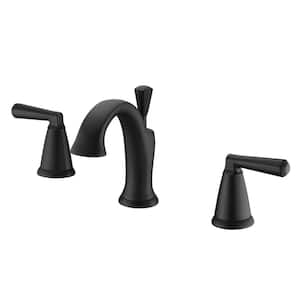 Z 8 in. Widespread 2-Handle Bathroom Faucet with Drain Assembly, Rust Resist in Matte Black