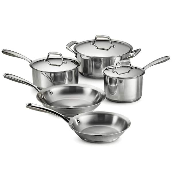 Tramontina 8-Piece Tri-Ply Clad Stainless Steel Cookware Set with Glass Lids