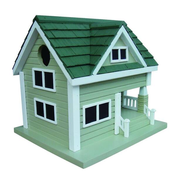 Home Bazaar Grey with Green Roof Bungalow Birdhouse