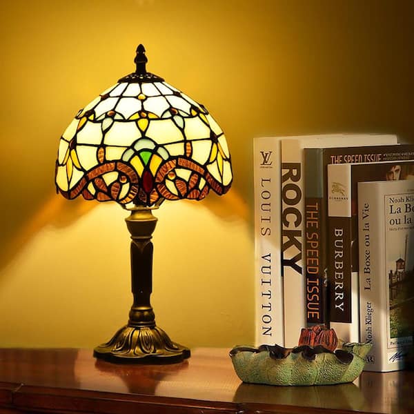 Latepis Decorative 14.6 in. Multicolored Tiffany-Style Table Lamp Traditional Bedside Lamp
