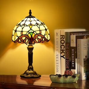 Decorative 14.6 in. Multicolored Tiffany-Style Table Lamp Traditional Bedside Lamp