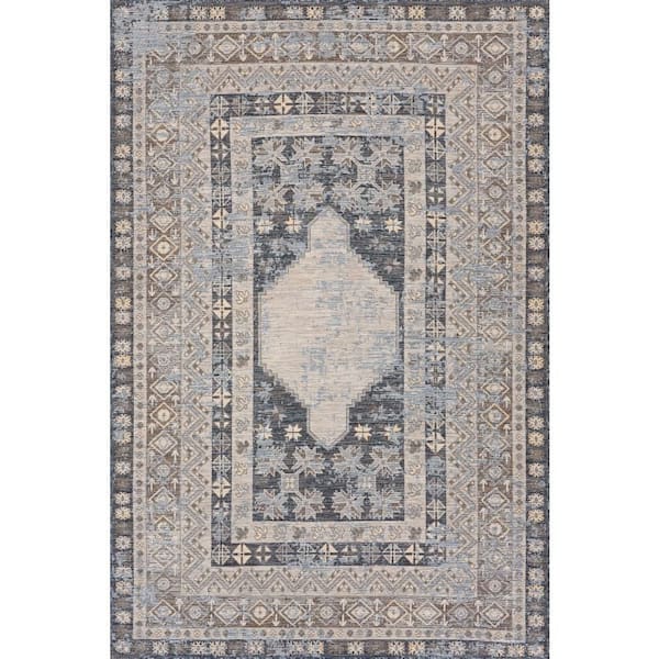 Vanelle Traditional Grey 6 ft. x 9 ft. Outdoor Area Rug