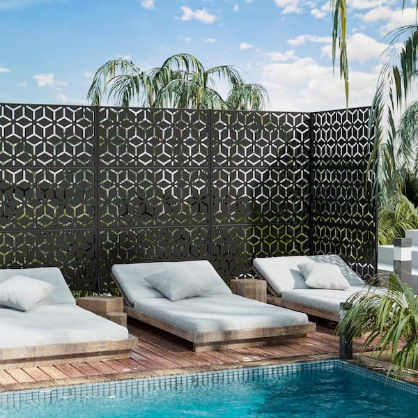 Dovelina Bob 72 in. Galvanized Steel Garden Fence Outdoor Privacy Screen Garden Screen Panels