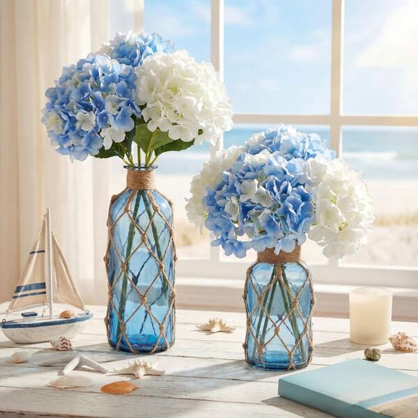 PERFCT VESSELガラス瓶 Coastal Glass Series 8.07 in. in Blue Glass Bottle Decorative Vase