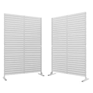 UIXE 47.2 in W. Galvanized Steel Garden Fence Outdoor Privacy Screen Garden Screen Panels in White (2-pack)