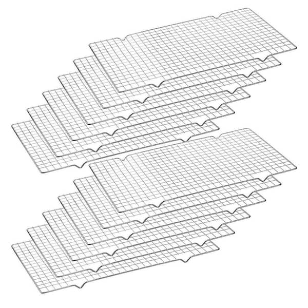 Carbon Steel Silver Nonstick Cooling Rack Baking Grid Wire Rack Oven Safe Sheet for Cookie Cake Grilling 12 Pack