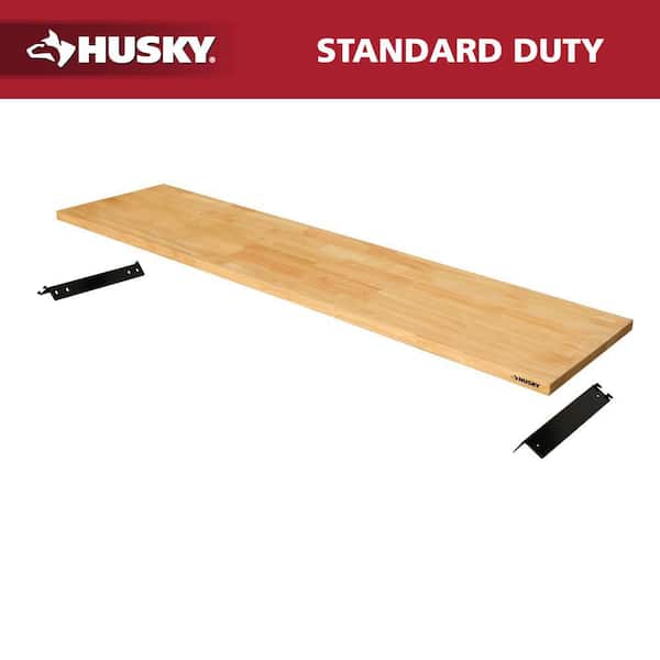 Husky 72 in. W x 18 in. D Solid Wood Work Surface for Regular Duty Welded Steel Garage Storage System