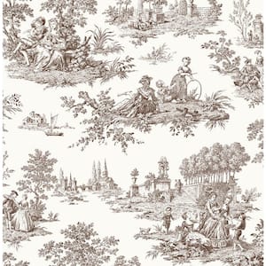 Sable Brown Chateau Toile Vinyl Peel and Stick Wallpaper Rolll (Covers 30.75 sq. ft.)