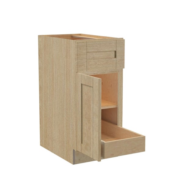 Home Decorators Collection Washington 21 in. W x 24 in. D x 34.5 in. H Assembled Plywood Base Kitchen Cabinet in Oak with Soft Close Door LH