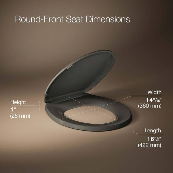 KOHLER Lustra Round Closed-Front Toilet Seat with Q2 Advantage in Thunder Grey