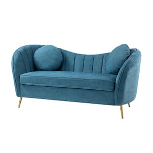 Carmen 65 in. Teal Polyester 2-Seat Loveseat with Removable Cushions