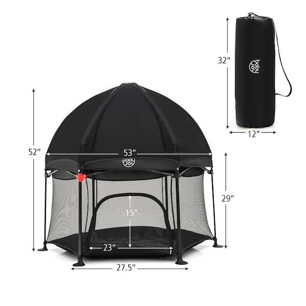 Costway 53 in. Outdoor Baby Playpen with Canopy and Carrying Bag