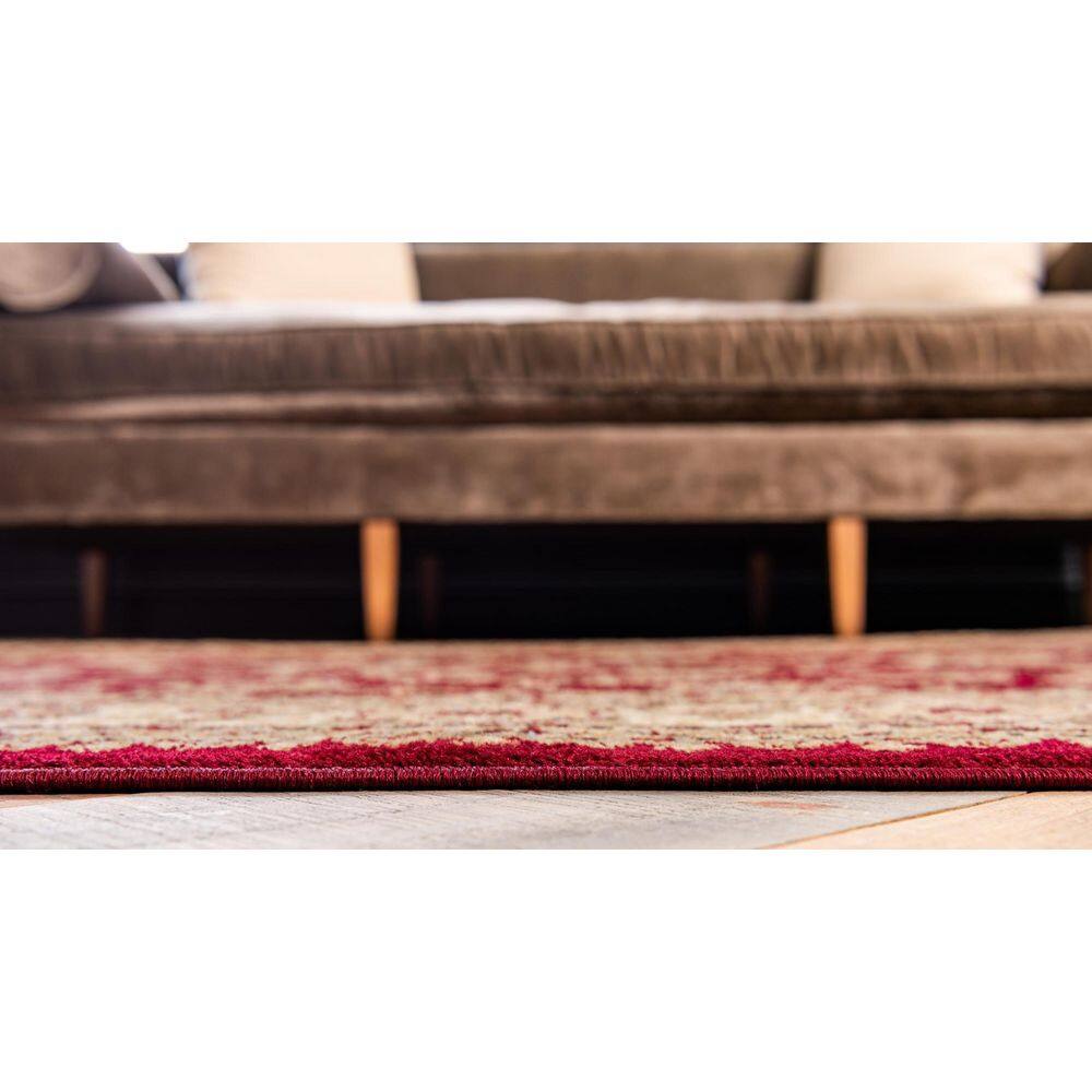 Red and Gold Synthetic Oriental Runner Rug