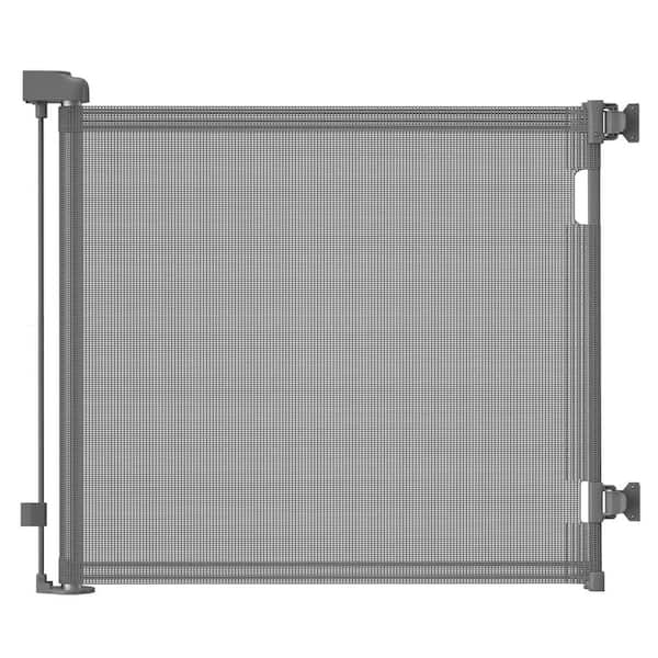 Retractable Mesh Baby or Dog Gate 33in Tall Extends to 55in Wide Child Safety for Doorways Stairs Indoor Outdoor Grey