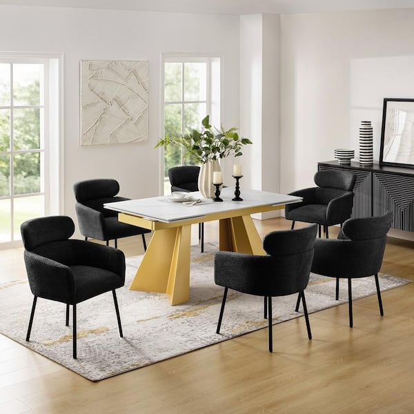 Lorenz White 7-Piece 94.5" Extendable Dining Table With Dining Chairs Set