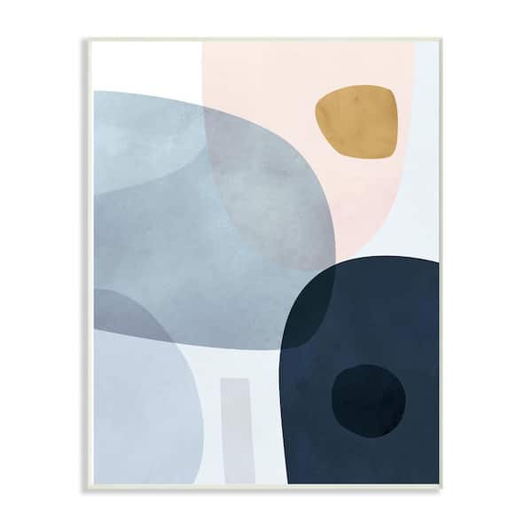 Stupell Industries 10 in. x 15 in. "Mod Shapes Slate Blue Navy and Peach Overlapping Abstract" by Victoria Borges Wood Wall Art