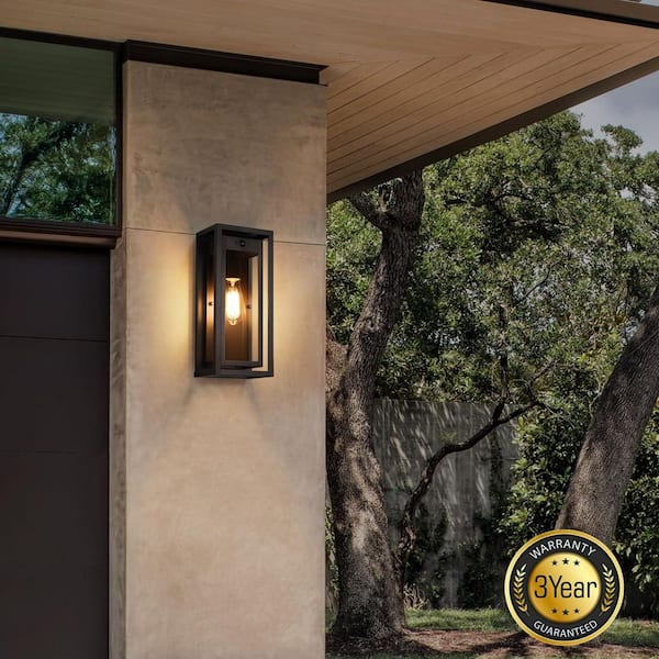 Motion Sensing Dusk to Dawn Matte Black Outdoor Wall Sconce Waterproof Flood Light LED Compatible 2 Pack