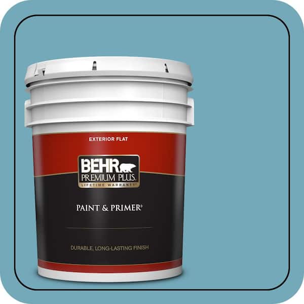 BEHR PREMIUM PLUS 5 gal. #S460-4 Snowboard Flat Exterior Paint & Primer